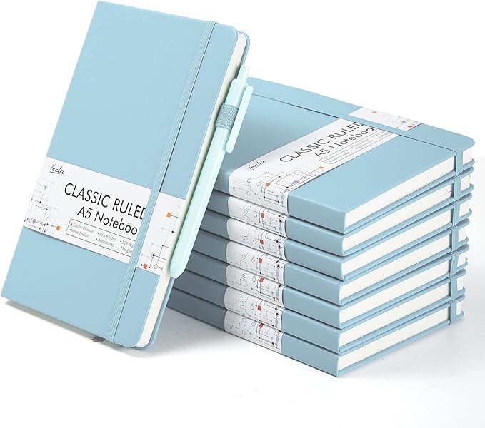 feela 8 Pack Notebooks Journals Bulk, Hardcover Notebook Classic Ruled Lined by feela