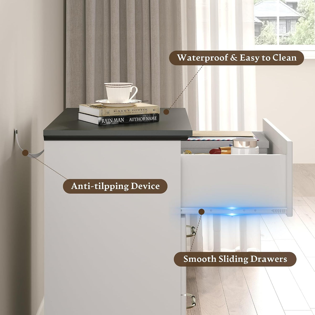 Farmhouse 3 Drawers Dresser for Bedroom, 24" Wide Modern Chest of Drawer...