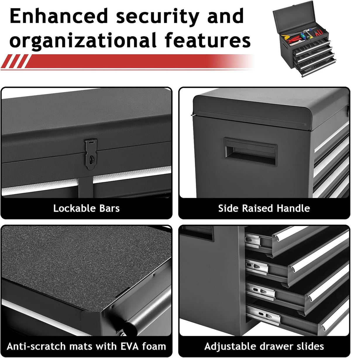 AirWire 5-Drawer Rolling Tool Chest Black