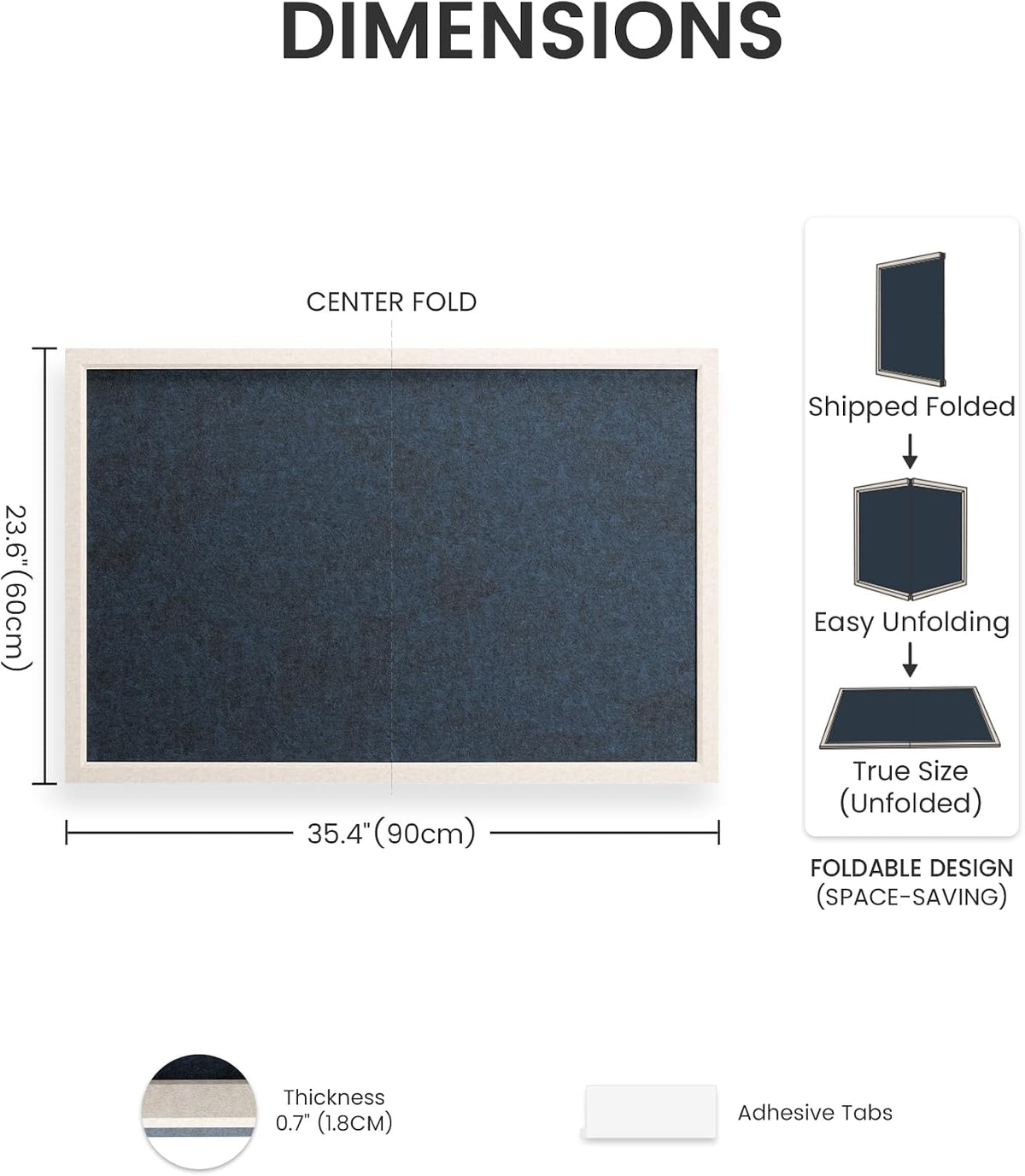 Fluxynara Framed Felt Bulletin Board, 35.4" x 23.6", Carbon Blue
