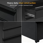 mount-it! 3 drawer file cabinet with lock and, side view