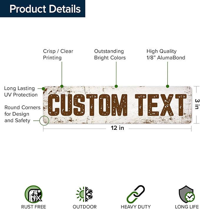 Custom Sign, Custom Street Sign, 11 Font Colors, 13 Font Styles, 4 Hole Options - Image 6