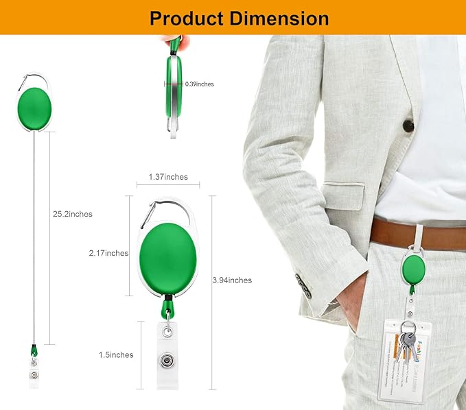 Fushing 20Pcs Retractable ID Badge Holders ID Badge Reels - Image 2