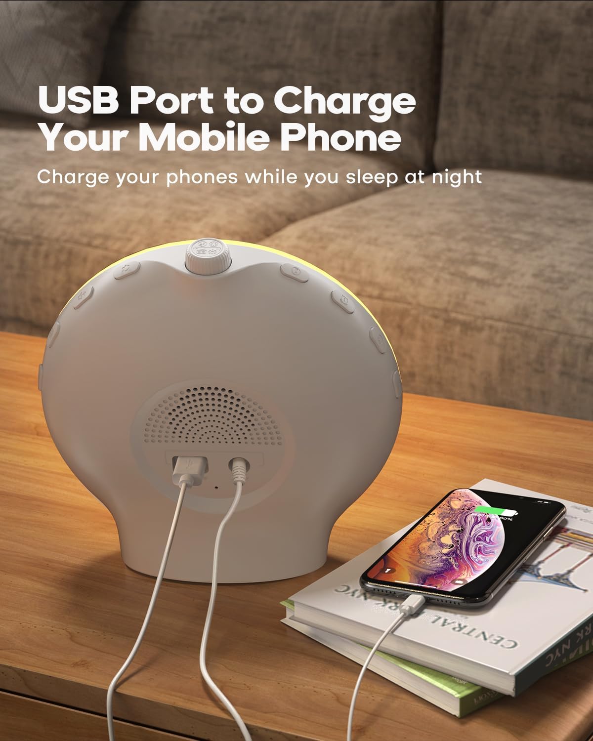 sunrise alarm clock for heavy sleepers, wake up showing dimensions