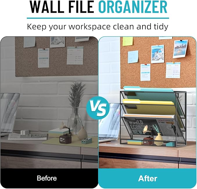 SUPEASY Wall File Organizer Mesh Office Mail Holder, Hanging Wall Organizer - Image 7