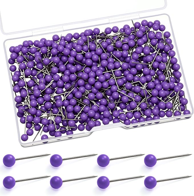 WILLBOND 500 Pack Map Push Pins Map Tacks Small Round Head Push Pins Thumb Tacks by Willbond+Technology+Limited
