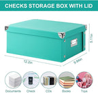 2 Pcs Checks Storage Box with Lid Document Boxes Banker Boxes Lake Green - Image 5