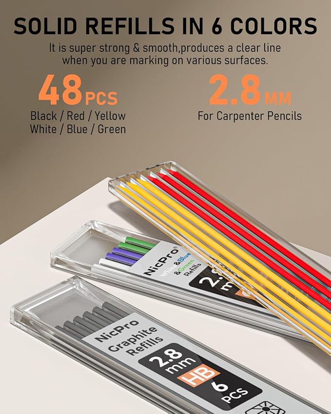 Nicpro 6 Pack Upgraded 3-IN-1 Carpenter Pencil Set - Image 4