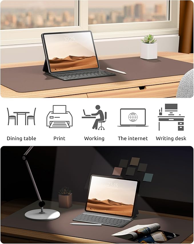 YSAGi Leather Desk Protector, Office Mat, Large Mouse Mat, Non-Slip PU Leather - Image 6