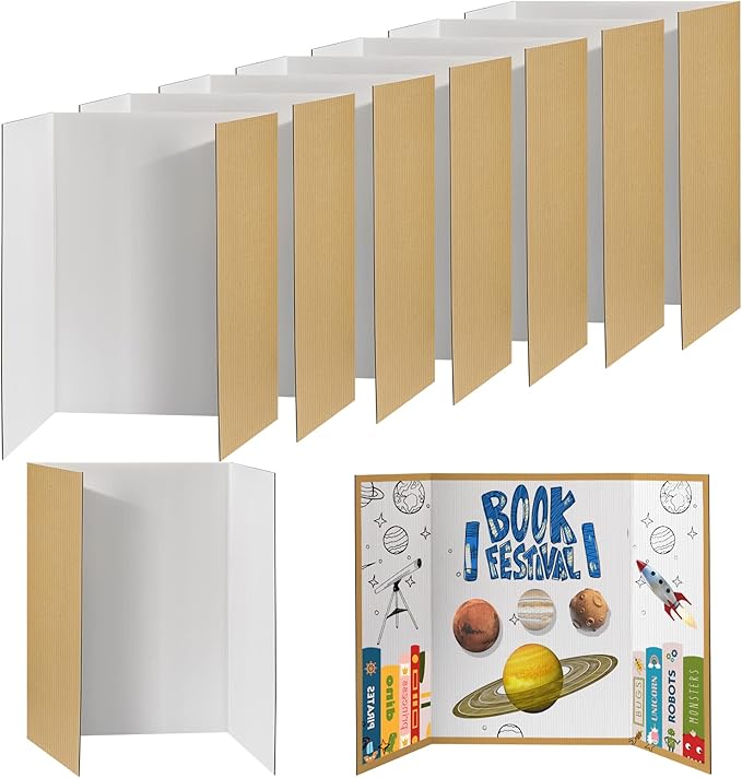 8 PCS Trifold Poster Board- Large 40" x 28" Tri Fold Display Board Hard & Thick by Cosweet