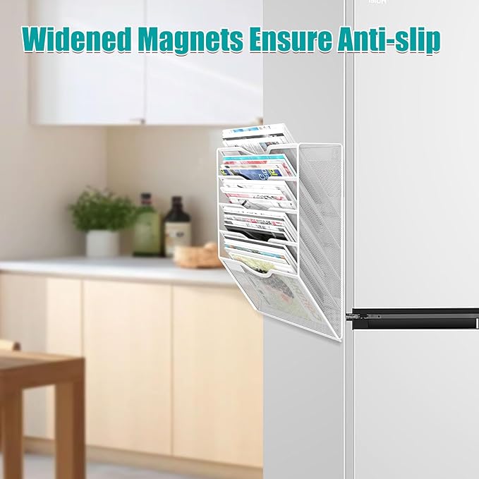 LQPAFZ 5-Tier Magnetic File Organizer, No Drilling Installation, Magazine Rack - Image 9