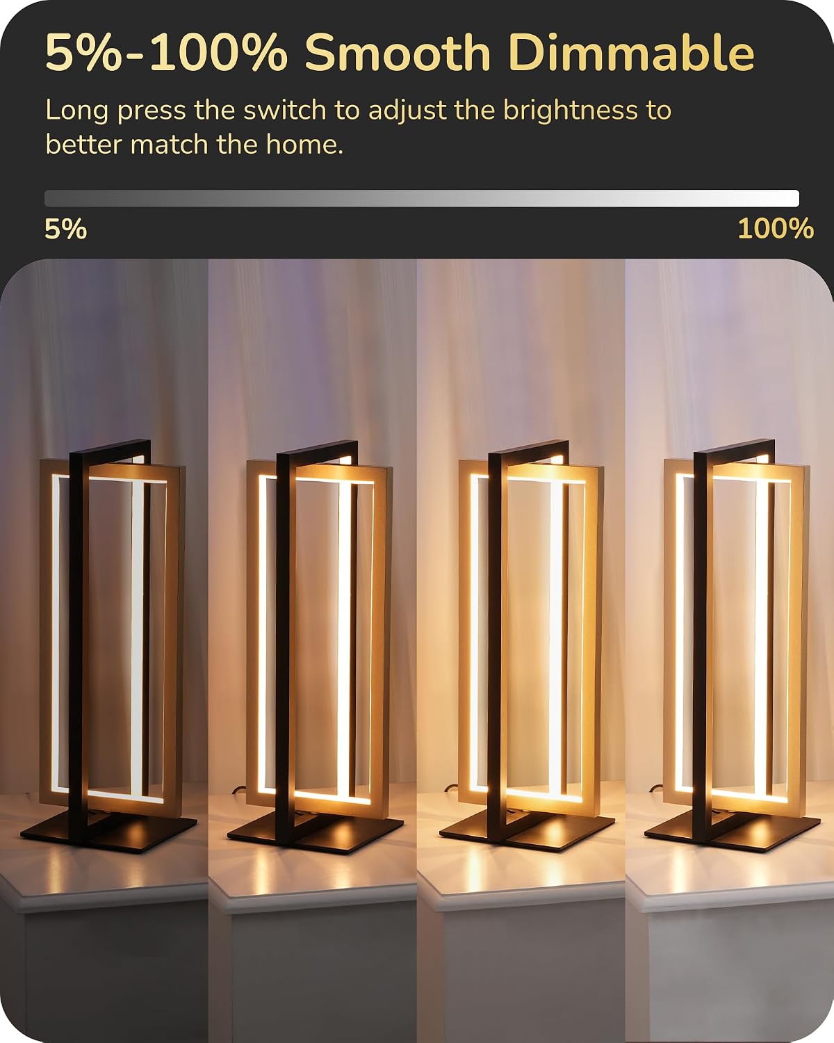 EDISHINE LED Table Lamp, Modern Bedside Lamps for Living Room, Gold