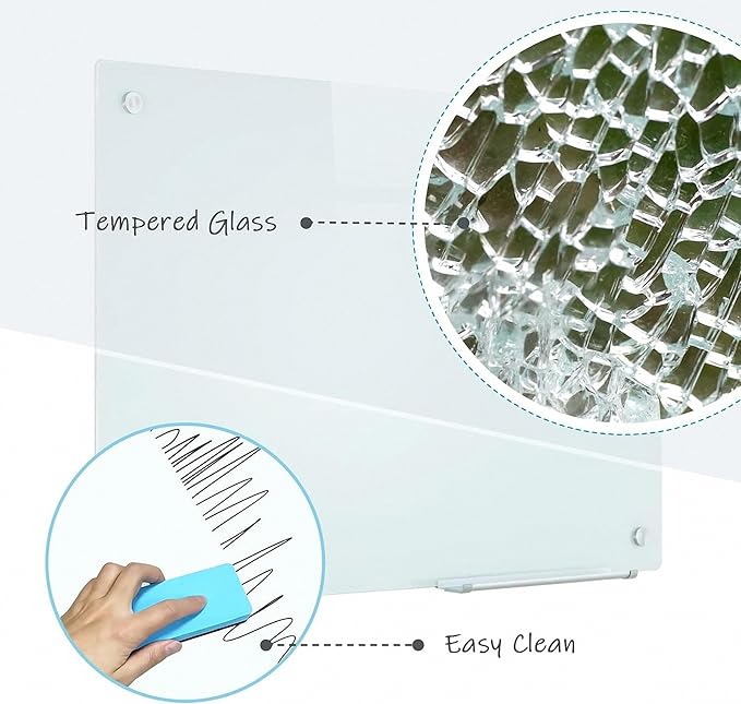 Magnetic Glass Writeboard 48"X36" Premium Tempered Dry Erase Boards Wall - Image 4
