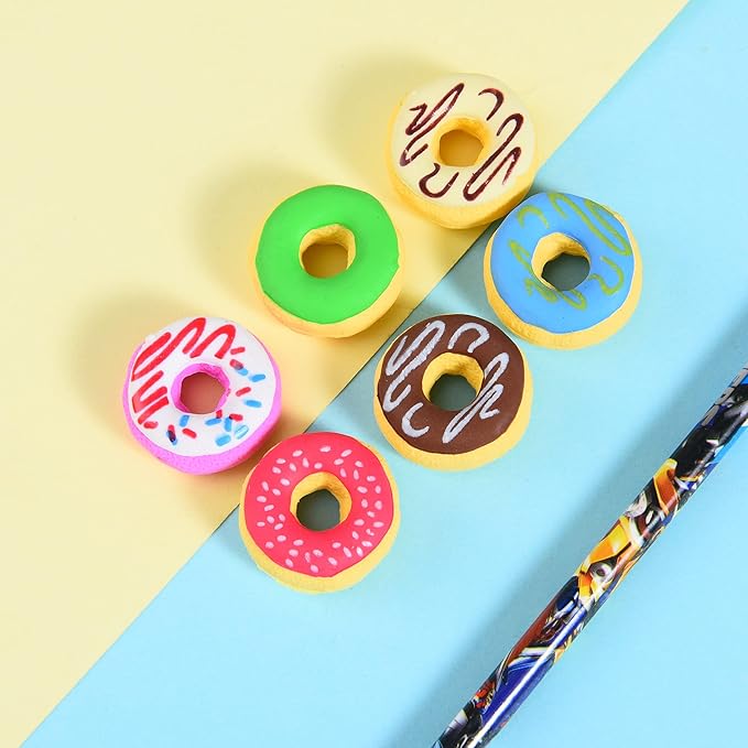 Donut Erasers for Kids, 24 Pieces 3D Cute Food Puzzle Mini Eraser, Cool Fun - Image 2