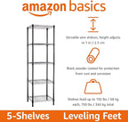 Amazon Basics 5-Shelf Tower Adjustable Storage Shelving Unit, 16 D x 16 W x 54 - Image 4