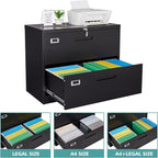 MIIIKO Lateral File Cabinet 2 Drawer, 35.4" Wide Drawers Storage File Cabinet - Image 5