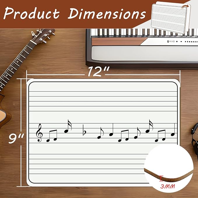 10 Pack Double Sided Music Staff Whiteboard -9''x12'' Keyboard Whiteboard - Image 4