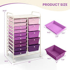 LDAILY 15 Drawer Rolling Storage Cart, Rolling Cart - Image 3