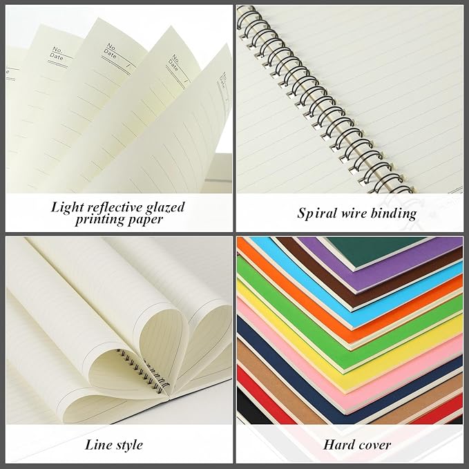 Leelosp 12 Pack B5 Spiral Notebook 10.2 x 7.3 Inch Lined College Ruled Spiral - Image 2