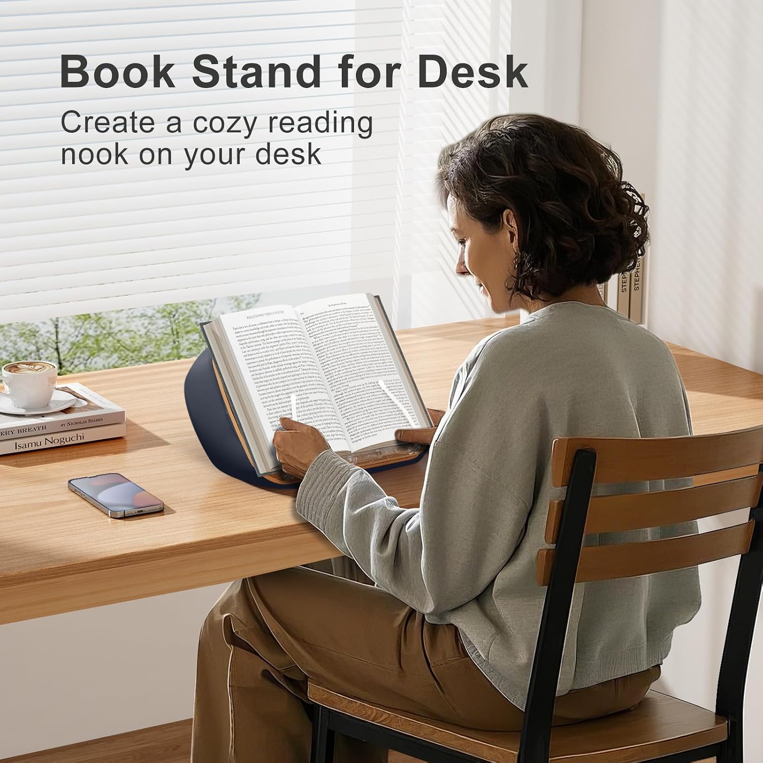 ERGONOV Lap Book Stand for Hands Free Reading Comfortable Pillow Stand | Minimize Neck Strain Perfect Idea for Book Lovers in Dorm Room or Anywhere Else with Bookseat(Gray)