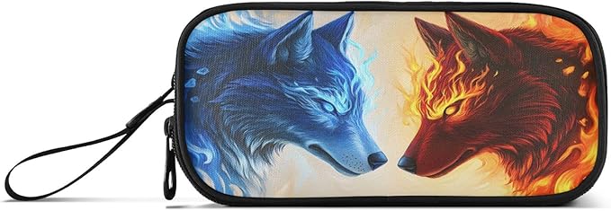 BOENLE Wolf Ice Blue Fire Pencil Case Box Boys Girls Large Pencil Pouch - Image 8