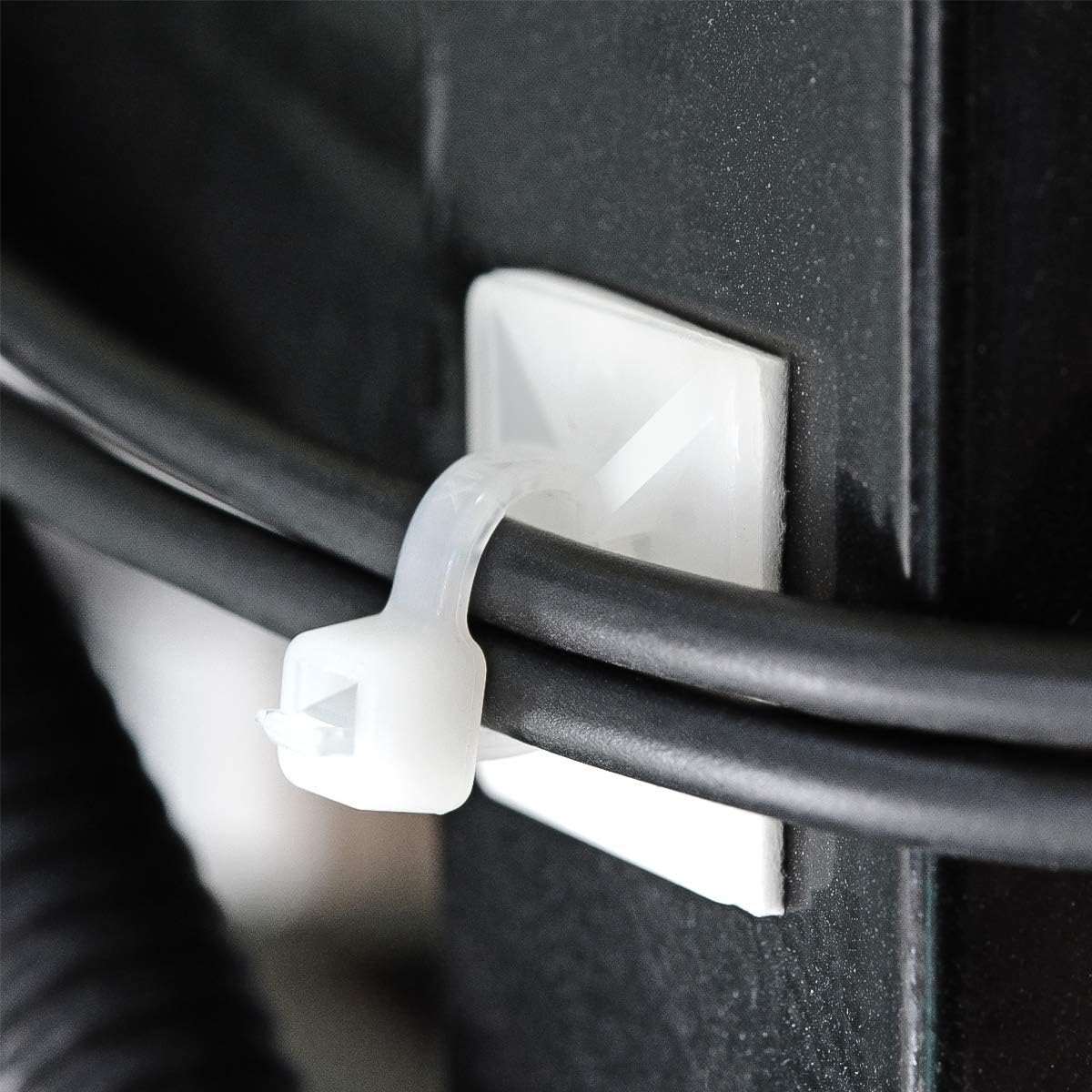 XHF 500 PCS 3/4" White Self Adhesive Cable Zip Tie Mounts Wire Cable Cli...