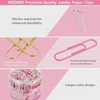 NEEWAY 200pcs Large Pink Paper Clips, 2 Inch Jumbo Paper Clip, Ceative Colored - Image 3