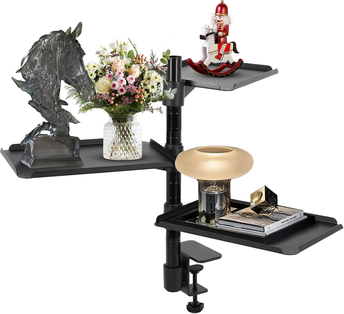 Desk Extender, 3 Tier Desk Clamp Shelf, Adjustable Clamp on Desk Shelf