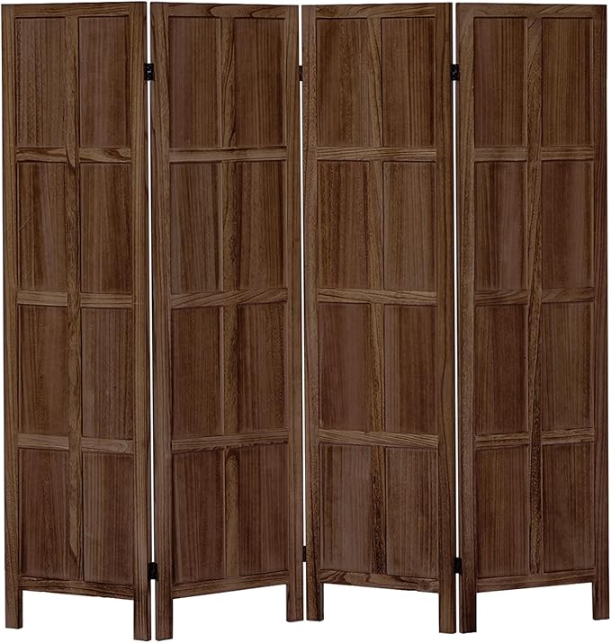 Leesinwing Wood Room Divider 4 Panel Folding Privacy Screen, Classic 5.6Ft - Image 6