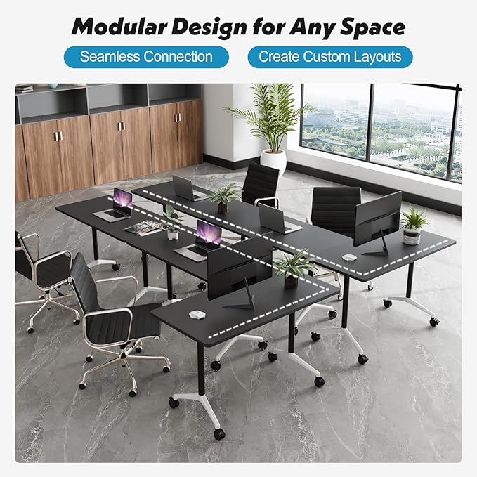 Goakwwuz Conference Room Table, Folding Conference Tables, Thicken Grey Tabletop - Image 5