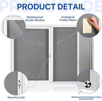 SWANCROWN Weather Resistant Enclosed Bulletin Board Gray Fabric Displays Boards - Image 3