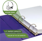 Samsill Plant-Based 1.5 Inch Durable Round Ring, View Binder, Eco-Friendly, USDA Certified Biobased, 2 Count,Pack of 1, Purple