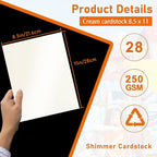 28 Sheets Cream Shimmer Cardstock 8.5 x 11 Ivory Paper, 92lb Premium Off White - Image 2