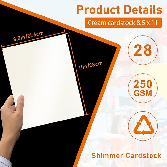 28 Sheets Cream Shimmer Cardstock 8.5 x 11 Ivory Paper, 92lb Premium Off White - Image 2