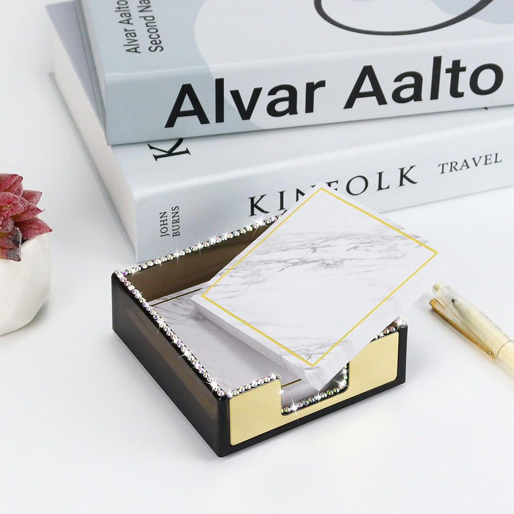 Buqoo Sticky Note Holder, Post It Note Dispenser Desk Organizer | Bling Postit Note Dispenser Post It Note Holder for Desk Acrylic Office Supplies