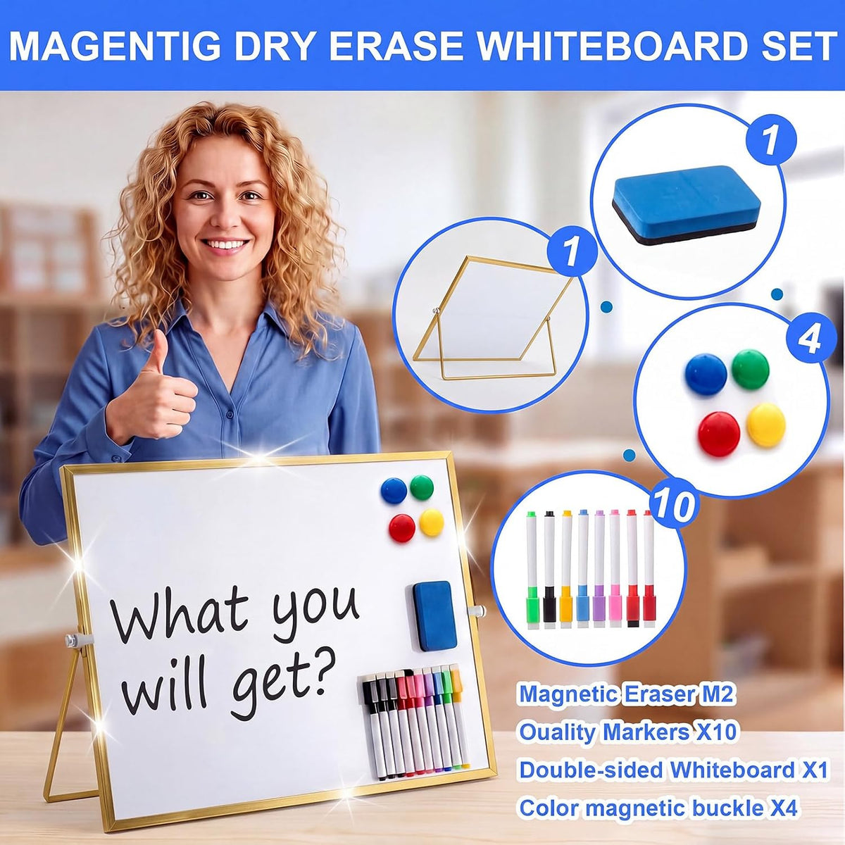 Lincia 16x20inch Sturdy Portable Dry Erase White Board, Magnetic Double Sided...