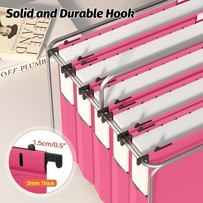 Shutex Extra Capacity Plastic Hanging File Folders, 12 Pack Reinforced - Image 5
