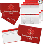 4 Pack Emergency Medical Information Id Card Red Medical Condition and by DLUGOPIS