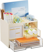 Marbrasse Desk Organizer with 3 Drawer, Desktop Organizer Storage by Marbrasse