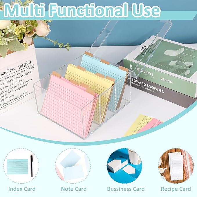 4x6 Index Card Holder Acrylic Index Card Organizer Clear Index Card Box Flash - Image 5