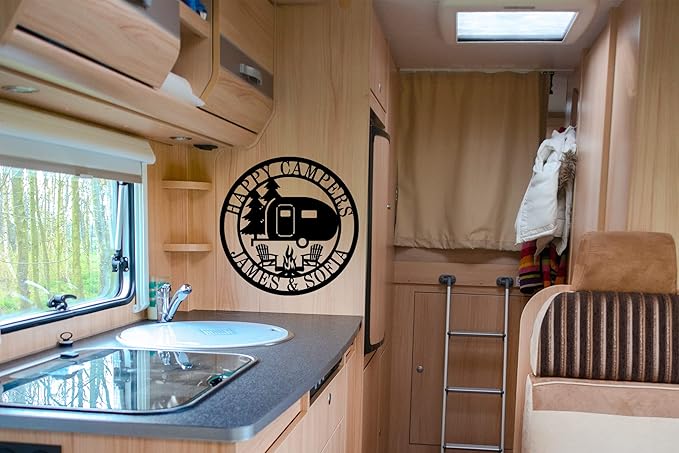 Personalized Happy Camper Metal Sign, Custom Happy Camper Yard Sign, Hanging - Image 2