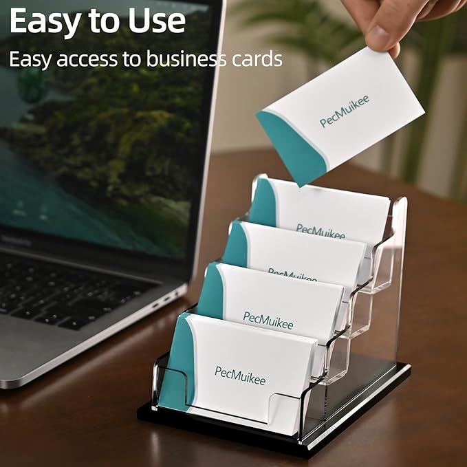 PecMuikee Business Card Holder for Desk，Acrylic Business Card Display Stand - Image 5