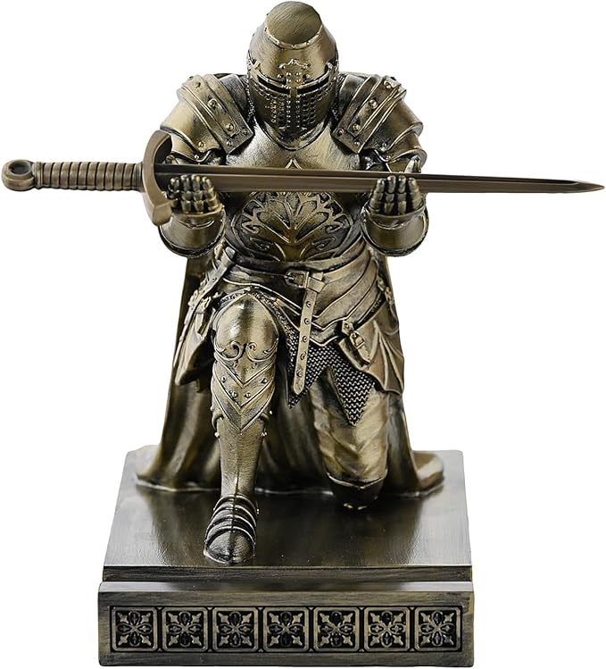 NCQIXIAO Medieval Templar Vanguard Officer Knight Pen Holder Pen Stand Desk - Image 3