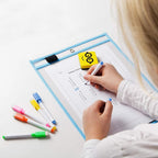 Dry Erase Pockets 30 Pack, 10" x 13" Reusable Pocket Sleeves | Heavy-duty clear pocket sleeves fit 10 x 13 for classroom worksheets, homeschool, quickly wipe to a flawless clean
