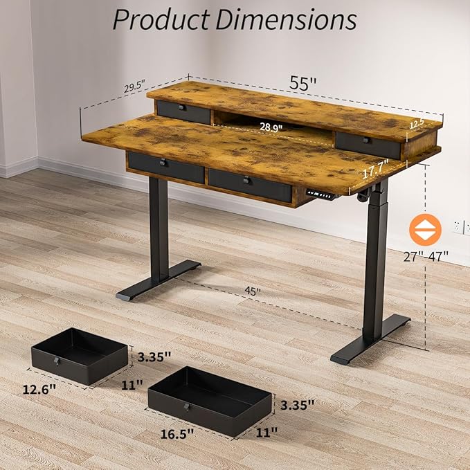 Kingant 55 x 30 Inch Electric Standing Desk - Image 3