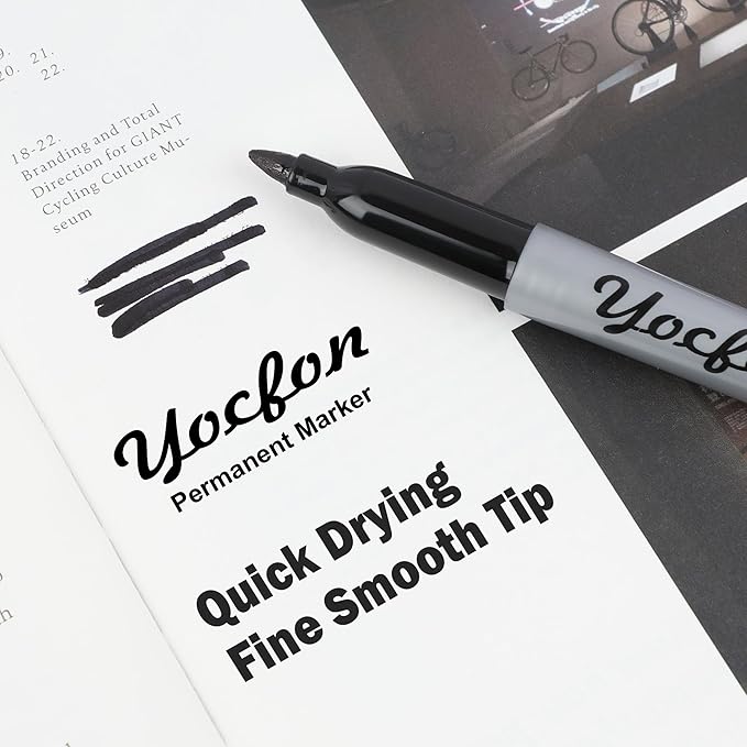 Yocfon Permanent Markers Bulk, Fine Tip, Waterproof Markers, Works On Plastic - Image 3