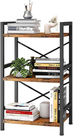 Homeiju Bookshelf, 3 Tier Industrial Bookcase, Metal Small Bookcase, Rustic by Homeiju