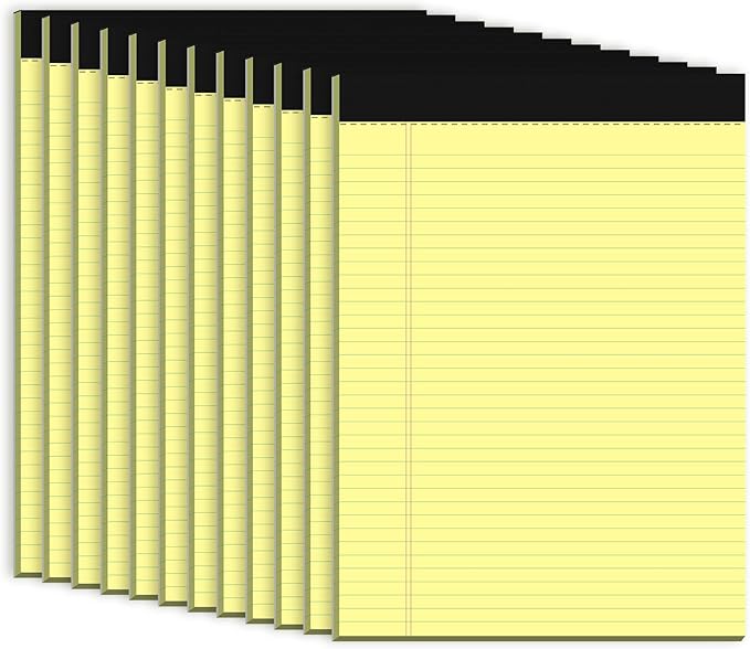 Yellow Legal Pad, 8.5 x 11 College Ruled Notepad, 12 Pack Legal Notepads 8.5 x by NotePads