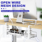 15.7” Under Desk Cable Management Tray, No Drill Steel Cable Tray Organizers - Image 7