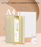 Graph Paper Notebook, Spiral Notebook Journal 8.5” x 11”, A4 Large Grid - Image 2